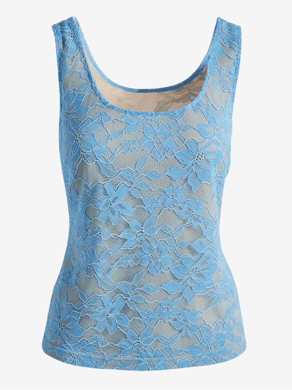 NWOT Boston Proper Lace Scoop Neck Tank Top - Blue - Large